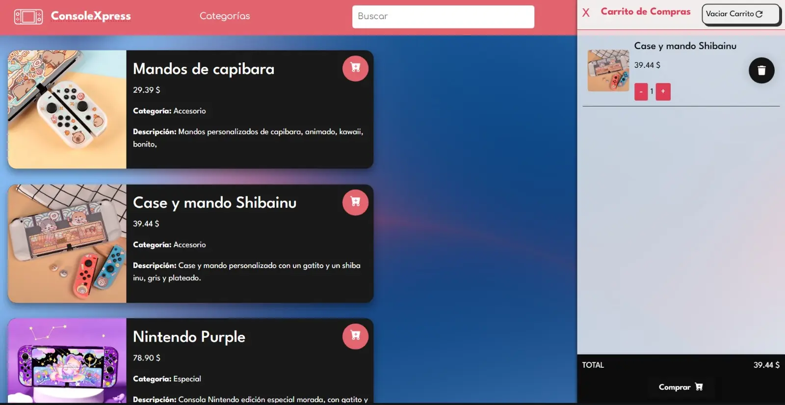 Proceso de compra de ConsoleXpress